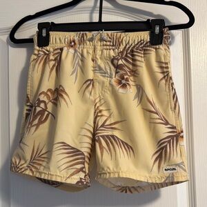 Rip Curl Beige Tropical Print Swim Trunks